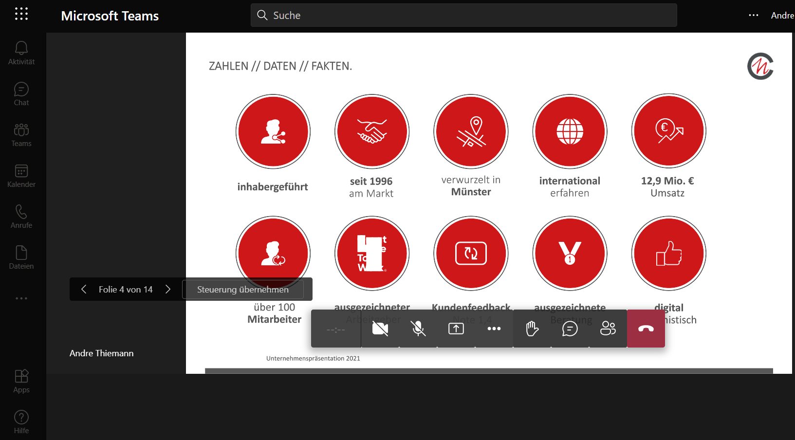 PowerPoint Präsentation aus Sicht des Teilnehmenden