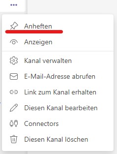 Pinnnadel zum Anheften von Kanälen