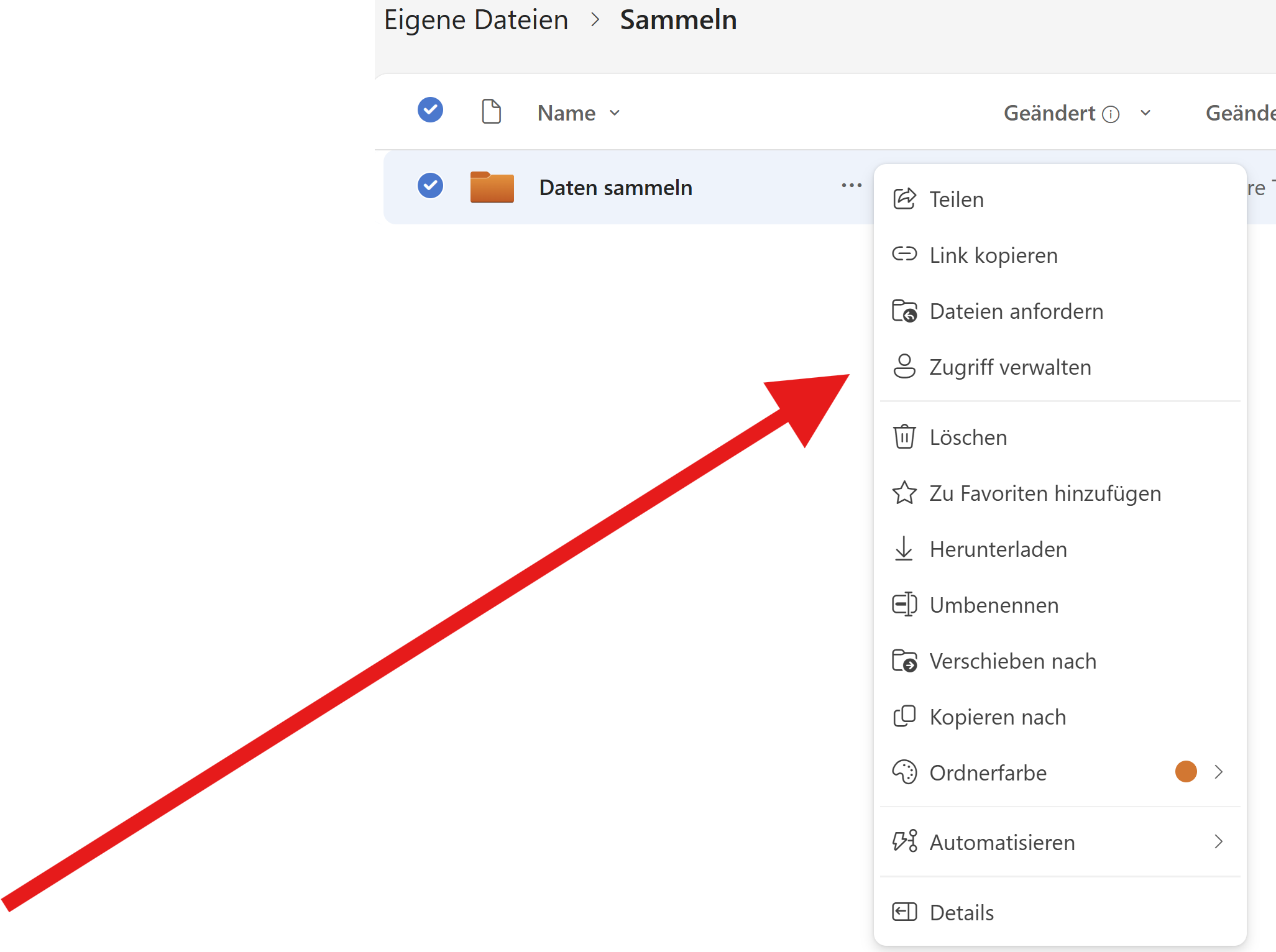 Zugriff verwalten in OneDrive
